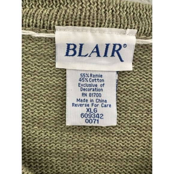Vtg Blair Knit Cardigan Sweater XL Embroidery Birds Flowers 80s Easter Granny - Picture 7 of 13